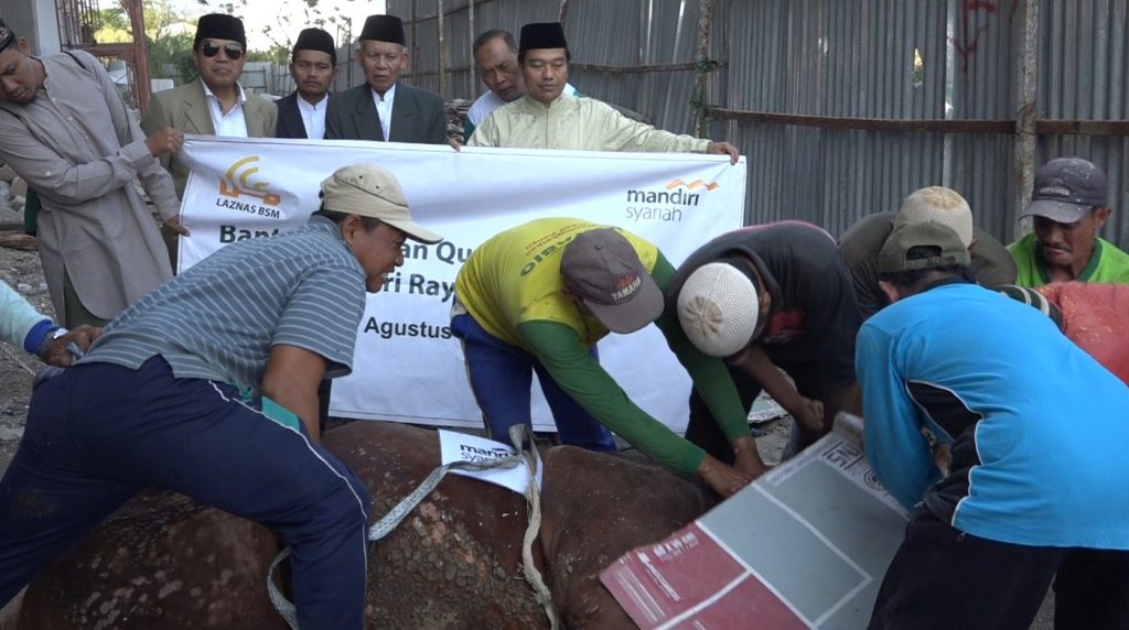 Prosesi Penyembelihan Hewan Kurban Disaksikan oleh Rektor Unimus dan Takmir Masjid Attaqwa Muhamamdiyah Jateng