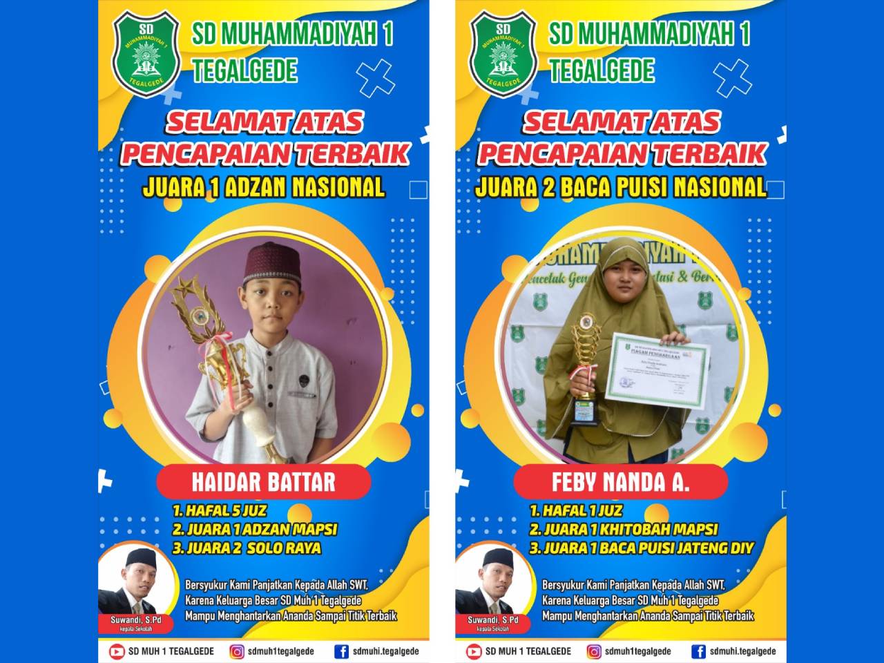 Membanggakan….! SD Muhammadiyah Tegalgede Karanganyar Raih Dua Juara Nasional
