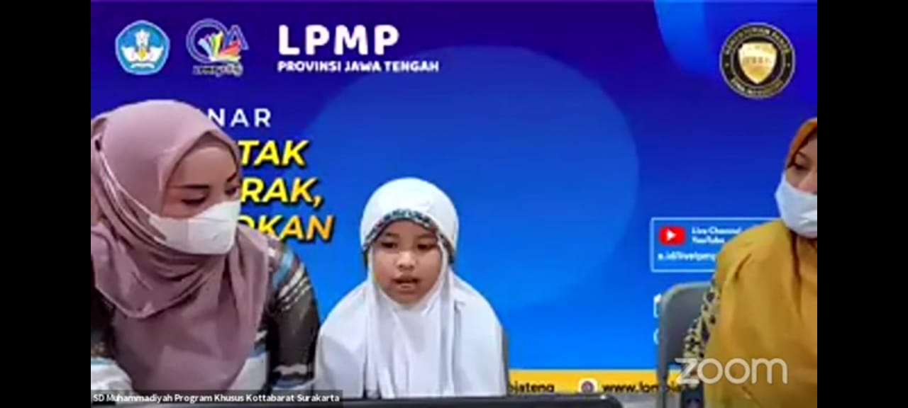 Siswa SD Muhammadiyah PK Kottabarat Surakarta Menjadi Narasumber Webinar LPMP Jateng