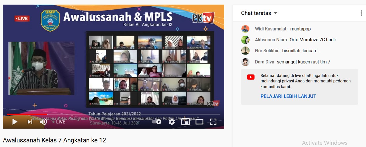 Jelang Tahun Ajaran Baru, SMP Muhammadiyah PK Gelar Awalusannah Virtual