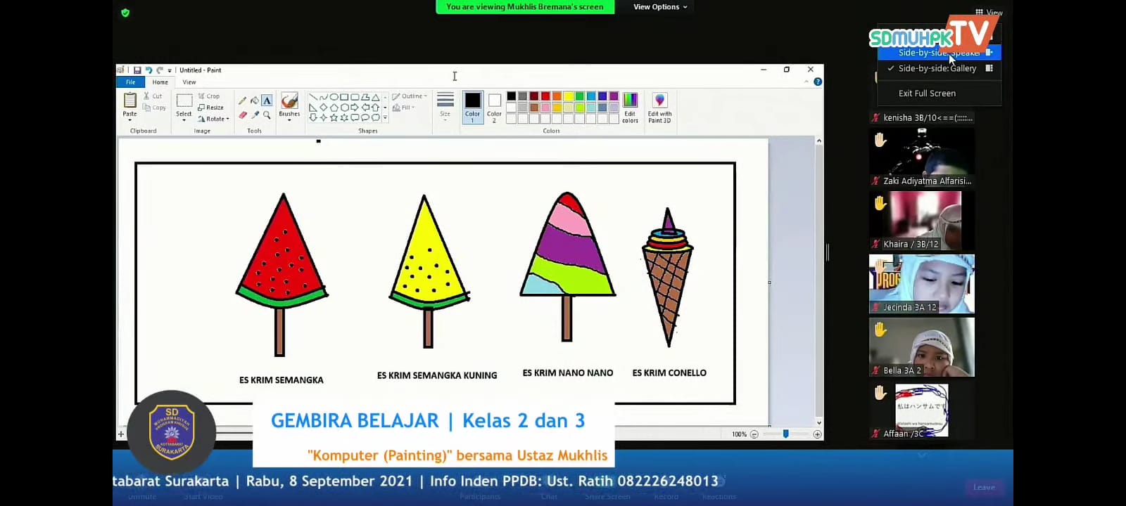 Siswa SD Muh PK Kottabarat Praktik Menggambar dengan Microsoft Paint