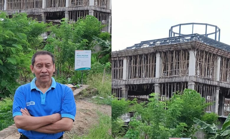 Progres pembangunan kubah masjid SMA Trensains Muhammadiyah Sragen