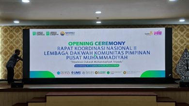 Layar utama Opening Ceremony Rakornas II LDK PP Muhammadiyah 2026 di Semarang bertema Akselerasi Dakwah Muhammadiyah Terpadu.