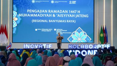 Suasana Pengajian Ramadan 1447 H Muhammadiyah dan ‘Aisyiyah Jawa Tengah regional Banyumas Raya di Universitas Muhammadiyah Purwokerto.