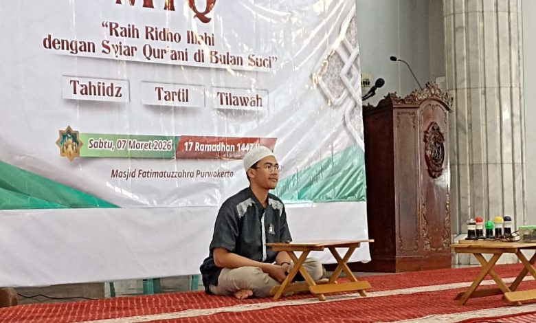 Mahasiswa PBA UMP mengikuti ajang MTQ 2026 kategori tahfidz di Masjid Fatimatuzzahra Purwokerto, Sabtu, 7 Maret 2026.