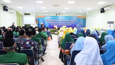 Suasana Pengajian Ramadan 1447 H Muhammadiyah dan ‘Aisyiyah Regional Semarang Raya yang digelar di Aula GKB III Universitas Muhammadiyah Semarang (Unimus).