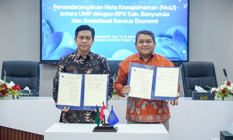 Penandatanganan MoU antara UMP dan BPS Kabupaten Banyumas untuk mendukung Sensus Ekonomi 2026 di Purwokerto.