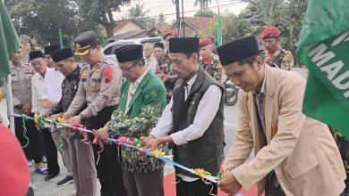Peresmian Posko MudikMu Muhammadiyah Banyumas 2026 oleh pimpinan Muhammadiyah bersama unsur kepolisian dan KOKAM di Jatilawang.