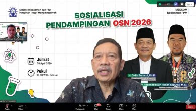 Tangkapan layar sosialisasi pendampingan OSN 2026 yang digelar Majelis Dikdasmen dan PNF PP Muhammadiyah secara daring melalui Zoom Meeting.