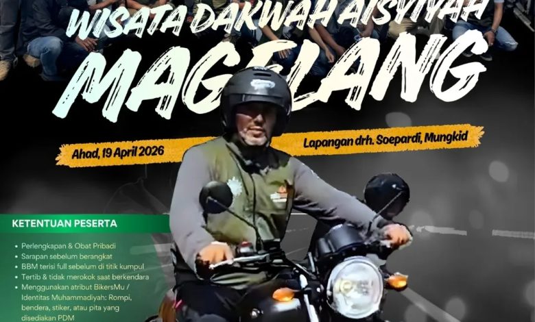 Poster ajakan BikersMu Chapter Wonosobo untuk mengikuti Wisata Dakwah Aisyiyah di Magelang pada 19 April 2026.