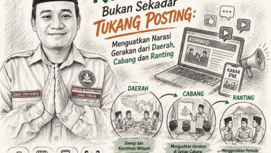 Ilustrasi Kominfo Pemuda Muhammadiyah Jawa Tengah sebagai penguat narasi gerakan kader daerah, cabang, dan ranting, bukan sekadar tukang posting.
