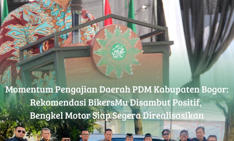 Ketua PDM Kabupaten Bogor H Ahmad Yani dan Ketua BikersMu Bogor Arif Rahman Hakim saat Pengajian Daerah.