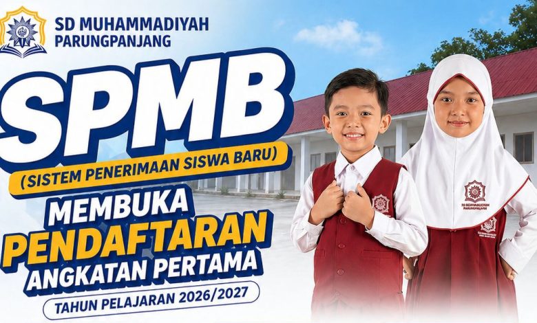 Gedung SD Muhammadiyah Parung Panjang dan kegiatan siswa berlatih panahan.