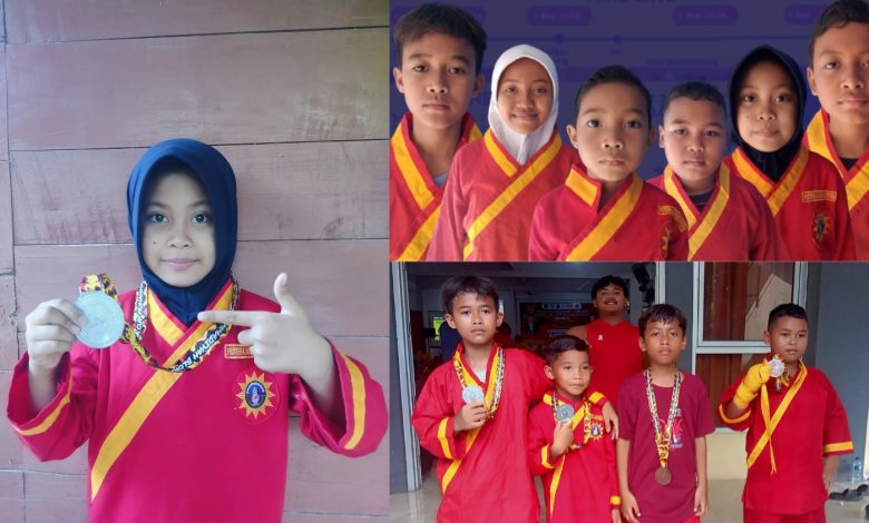 Kolase foto para atlet pencak silat cilik MI Muhammadiyah 01 Todanan yang memenangkan medali di ajang Mustika Cup Blora 2026.