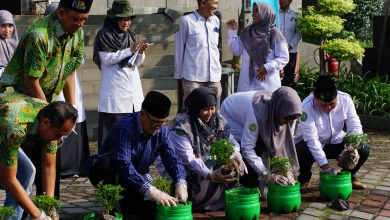 Penanaman tujuh bibit bunga melati oleh Rektor dan civitas akademika dalam rangka Milad UMPP ke-7 di Pekalongan.