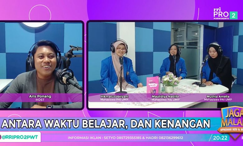 Tiga mahasiswi PAI UMP menjadi narasumber program Apresiasi Seni dan Sastra di studio RRI Pro 2 Purwokerto untuk membedah buku karya mereka.