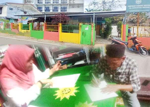 Gedung sekolah TK Aisyiyah Maricaya Makassar dan momen penandatanganan Akta Ikrar Wakaf resmi