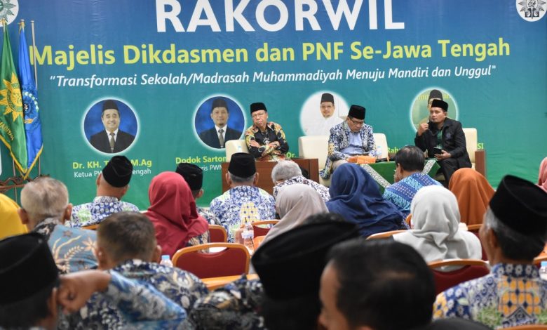 Peserta Rapat Koordinasi Wilayah Dikdasmen-PNF PWM Jawa Tengah membahas transformasi sekolah Muhammadiyah di UNIMUS.