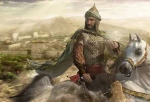 Ilustrasi Sultan Salahuddin Al-Ayyubi menunggangi kuda putih dalam Perang Salib dan Pertempuran Hattin