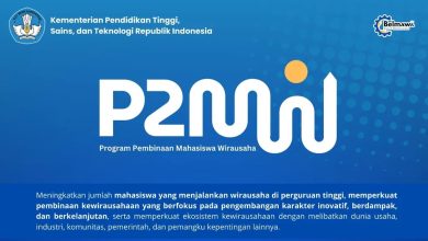 o resmi Program Pembinaan Mahasiswa Wirausaha atau P2MW Kemendiktisaintek dengan latar belakang biru untuk berita hibah P2MW 2026 Universitas Muhammadiyah Purwokerto.