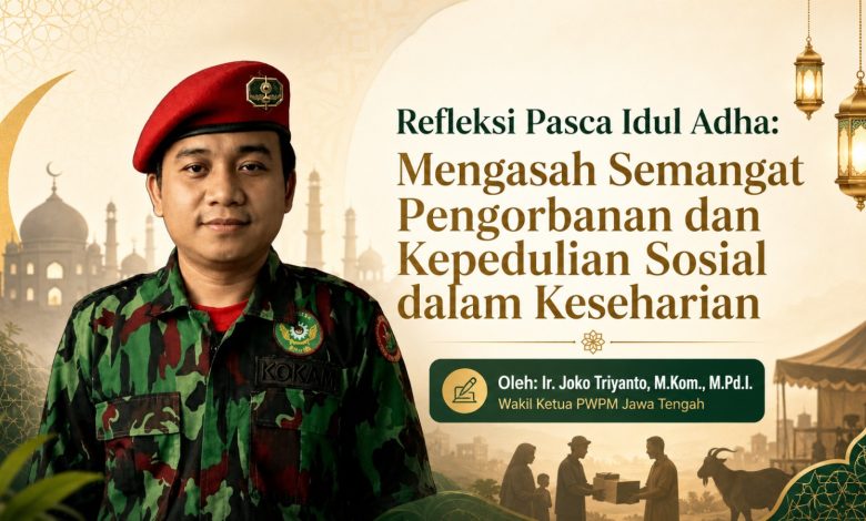 Ir. Joko Triyanto, Wakil Ketua PWPM Jawa Tengah, menyampaikan refleksi pasca Idul Adha tentang semangat pengorbanan dan kepedulian sosial.