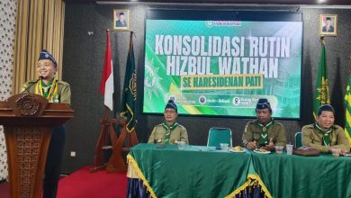 Ramanda Hilmy menyampaikan sambutan dalam Konsolidasi Rutin Hizbul Wathan se-Karesidenan Pati di UMKU.