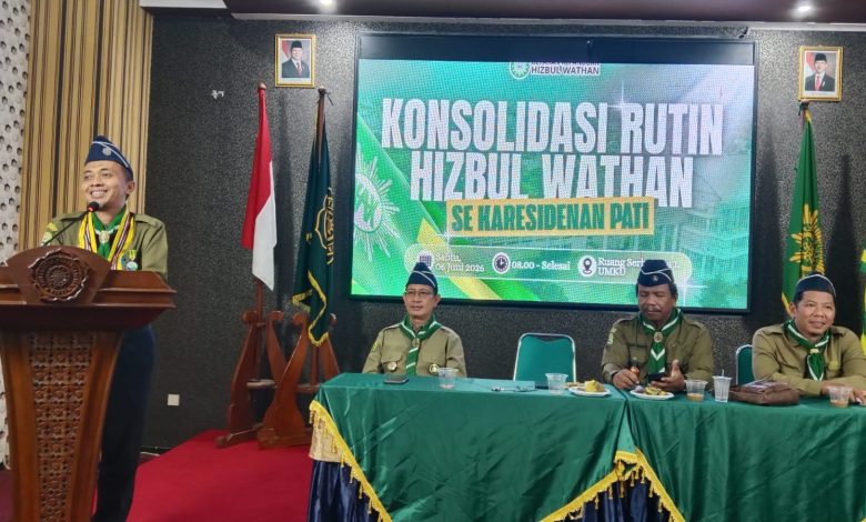 Ramanda Hilmy menyampaikan sambutan dalam Konsolidasi Rutin Hizbul Wathan se-Karesidenan Pati di UMKU.