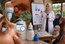 Dosen Farmasi UMP memberikan edukasi cara menyimpan obat steril dan Beyond Use Date kepada warga Desa Sokawera.