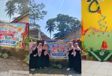Kolase foto pelaksanaan Ujian Tahfidz Al-Qur'an di TK ABA Baledu, menampilkan siswa dan para guru penguji dengan latar banner kegiatan.