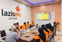 Suasana rapat evaluasi target tahunan dengan sistem Pengelolaan Filantropi Lazismu Jepara bersama pimpinan di dalam ruang pertemuan.