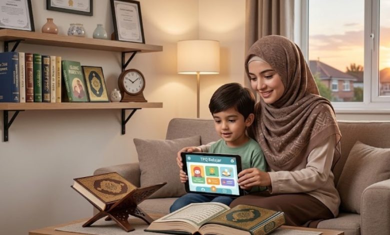 Wali santri perempuan (ibu-ibu) berdiri bersama pengurus TPQ Aisyiyah Manafi’ul Ulum Blimbingrejo Jepara dalam aula acara seminar parenting islami, 16 Juni 2026.