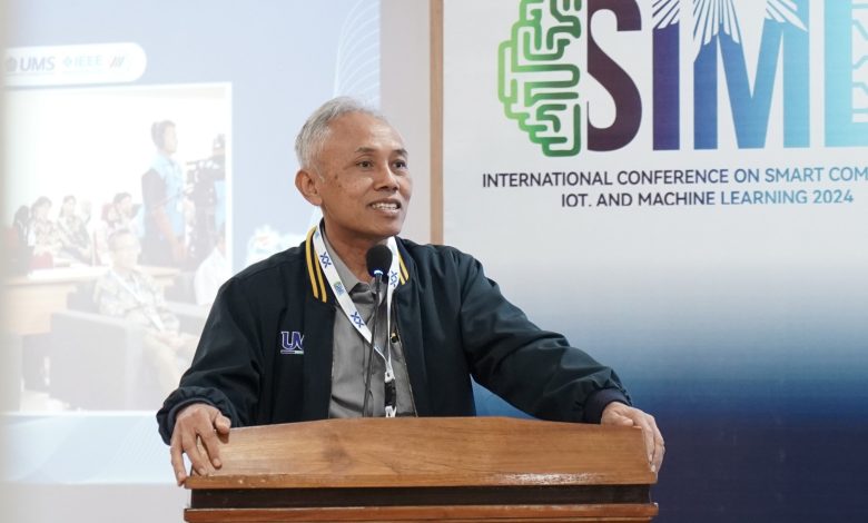 Rektor UMS Prof Harun Joko Prayitno memberikan sambutan dalam pembukaan konferensi internasional SIML mengenai masa depan kecerdasan buatan.