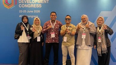 Delegasi Universitas Muhammadiyah Purwokerto berfoto bersama saat memperluas jejaring kerja sama global di ajang GSDC 2026 Tangerang.