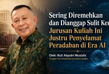 Ilustrasi artikel opini tentang jurusan kuliah humaniora sebagai penyelamat peradaban di era AI.