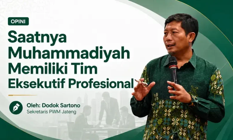 Dodok Sartono Sekretaris PWM Jateng menyampaikan gagasan transformasi manajemen Muhammadiyah melalui pembentukan tim eksekutif profesional