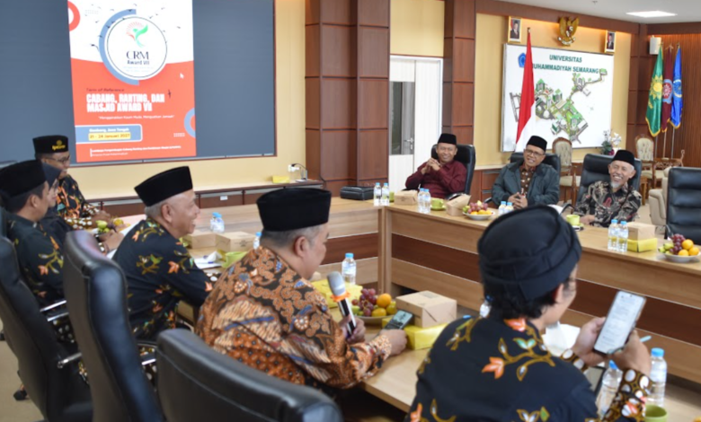 Audiensi LPCR-PM PP Muhammadiyah dengan PWM Jawa Tengah membahas persiapan CRM Awards di Universitas Muhammadiyah Semarang.