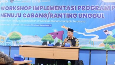 Prof Kuswaji Dwi Priyono berbicara dalam Workshop LP3A UMS untuk implementasi program P2M menuju Cabang dan Ranting Muhammadiyah unggul.