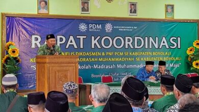 Suasana Rapat Koordinasi AUM Pendidikan PDM Boyolali di Aula PDM untuk mewujudkan sekolah unggul Muhammadiyah.