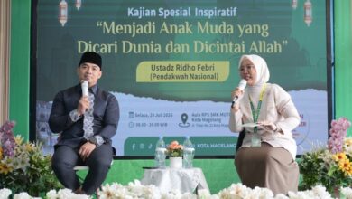 Ustadz Ridho Febri saat membedah kunci sukses generasi muda dalam kajian di SMK Mutual Kota Magelang