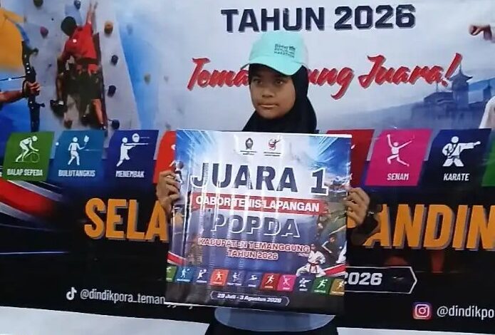 Aerlyn Najwa Bellvania Azhar Widodo siswi SD Muhammadiyah Temanggung raih Juara 1 Tenis Lapangan POPDA Temanggung 2026