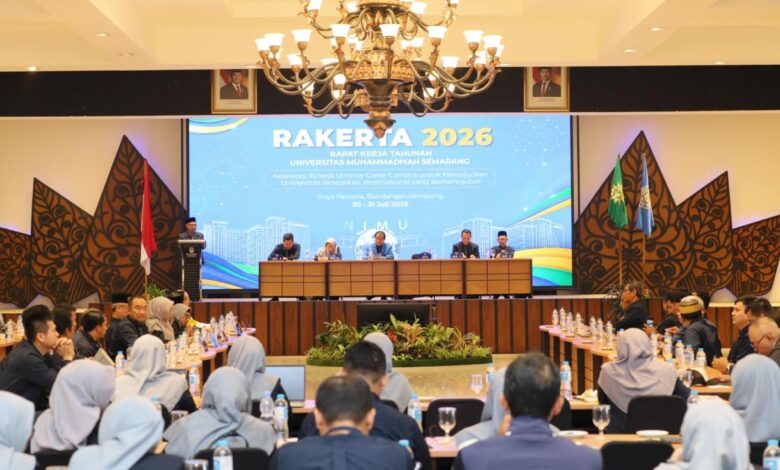 Suasana pembukaan RAKERTA 2026 Universitas Muhammadiyah Semarang saat jajaran pimpinan menyusun strategi kampus kelas dunia.