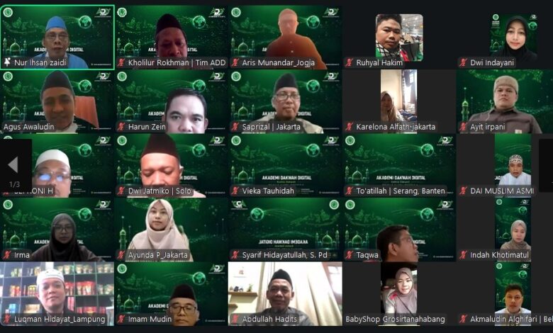 Suasana tangkapan layar Zoom peserta Akademi Dakwah Digital MUI Batch 1 termasuk Dwi Jatmiko dari Solo.