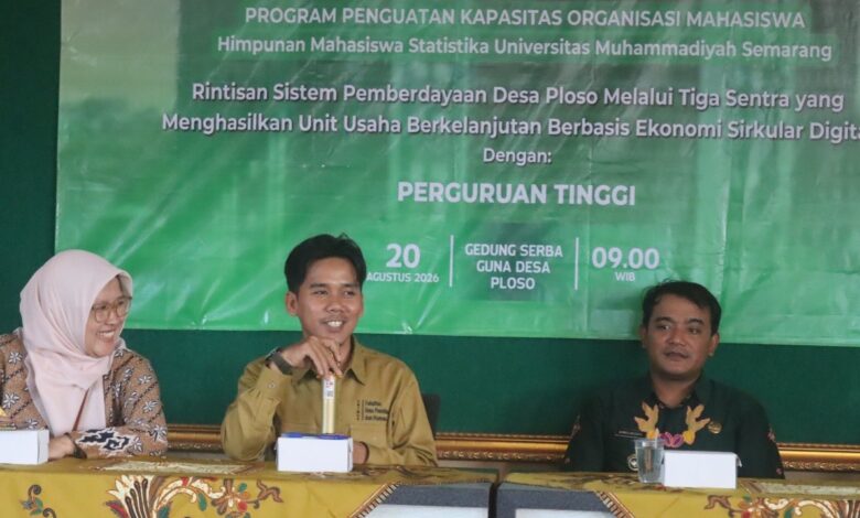 Kegiatan visitasi PPK Ormawa UNIMUS di Desa Ploso Demak bersama perwakilan kampus dan perangkat desa.