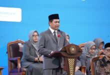 Rektor UMP Prof. Dr. Jebul Suroso menyampaikan pidato laporan tahunan pada perayaan Milad ke-61 UMP.