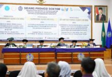 Suasana Sidang Promosi Doktor FKIP UMS yang membahas penerapan deep learning dan AI dalam pendidikan di Auditorium Djazman UMS.