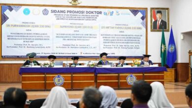 Suasana Sidang Promosi Doktor FKIP UMS yang membahas penerapan deep learning dan AI dalam pendidikan di Auditorium Djazman UMS.