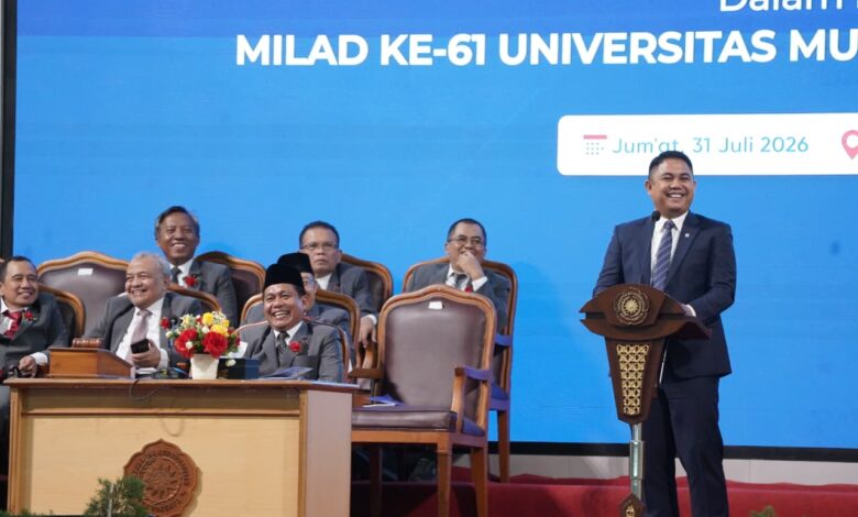 Wakil Menteri P2MI memberikan sambutan saat meluncurkan Program RPL UMP di Universitas Muhammadiyah Purwokerto