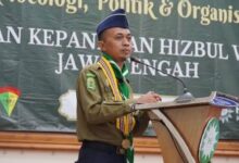 Ketua Kwarwil Hizbul Wathan Jawa Tengah Taufiq memberikan sambutan dalam momentum peringatan HUT ke-81 RI.