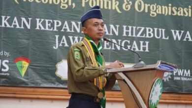 Ketua Kwarwil Hizbul Wathan Jawa Tengah Taufiq memberikan sambutan dalam momentum peringatan HUT ke-81 RI.