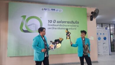 Mahasiswa UMS memperagakan pertunjukan wayang kulit saat pertukaran budaya di Thailand